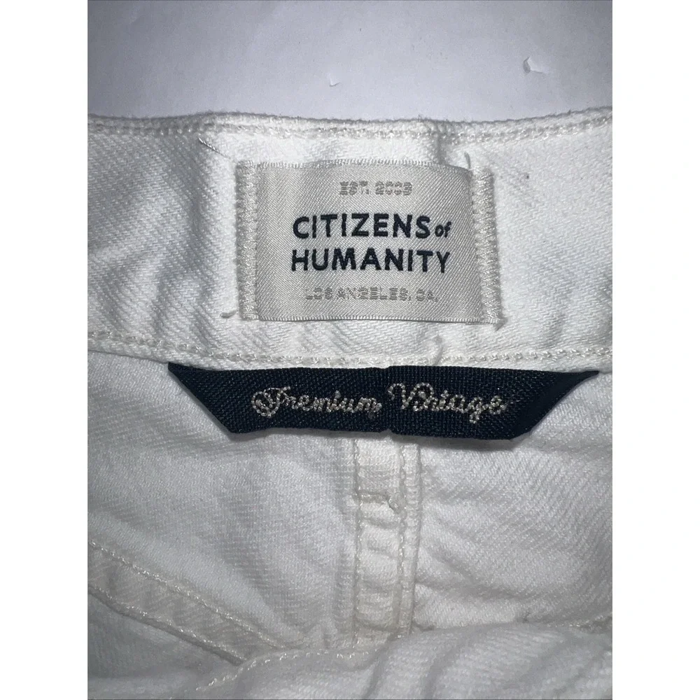 Citizens of Humanity Womens White Distressed Charlotte Crop Jeans‎ Size 24